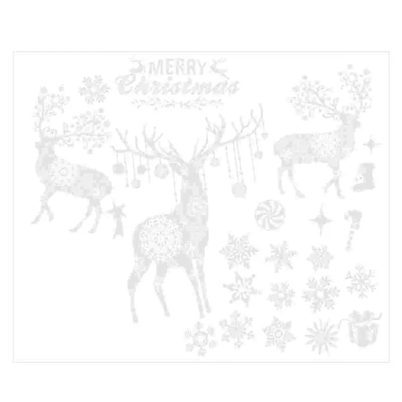Wall Stickers 2pcs Christmas Style Sticker Festival Home Decals Showcase (White)