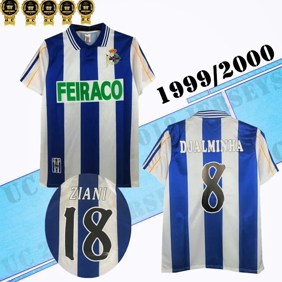 1999 2000 Deportivo de La Coruna Retro Soccer Jersey 7 MAKAAY 8 DJALMINHA 9 TRISTAN VALERON HELDER ZIANI 99 00 قميص كرة القدم الكلاسيكي