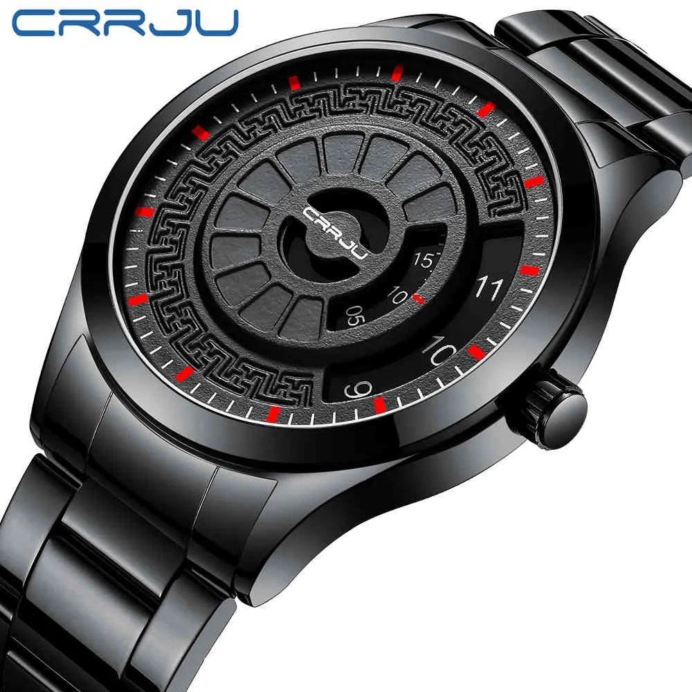 CRRJU Fashion Men Watch Top Luxury Brand Unique Style Watch Men Quartz Watch Waterproof Big Dial Sports Watches Retro Relogio 210517