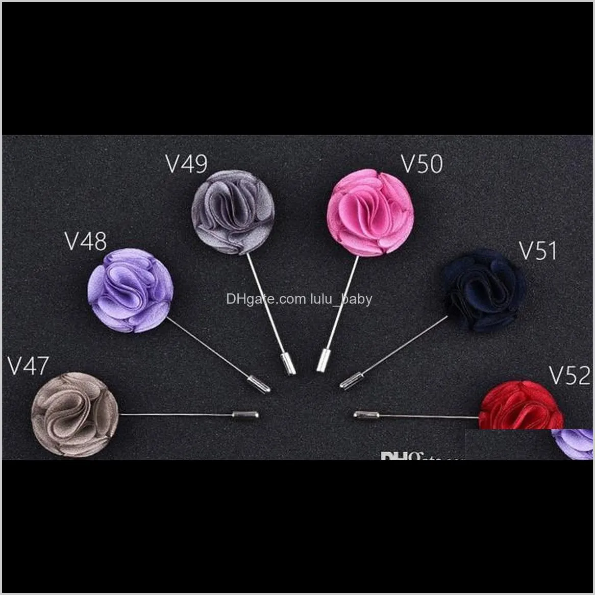 classic men flower brooch pins fashion imitated silk fabric boutonniere stick lapel pin for suit party wedding jewelry accessories