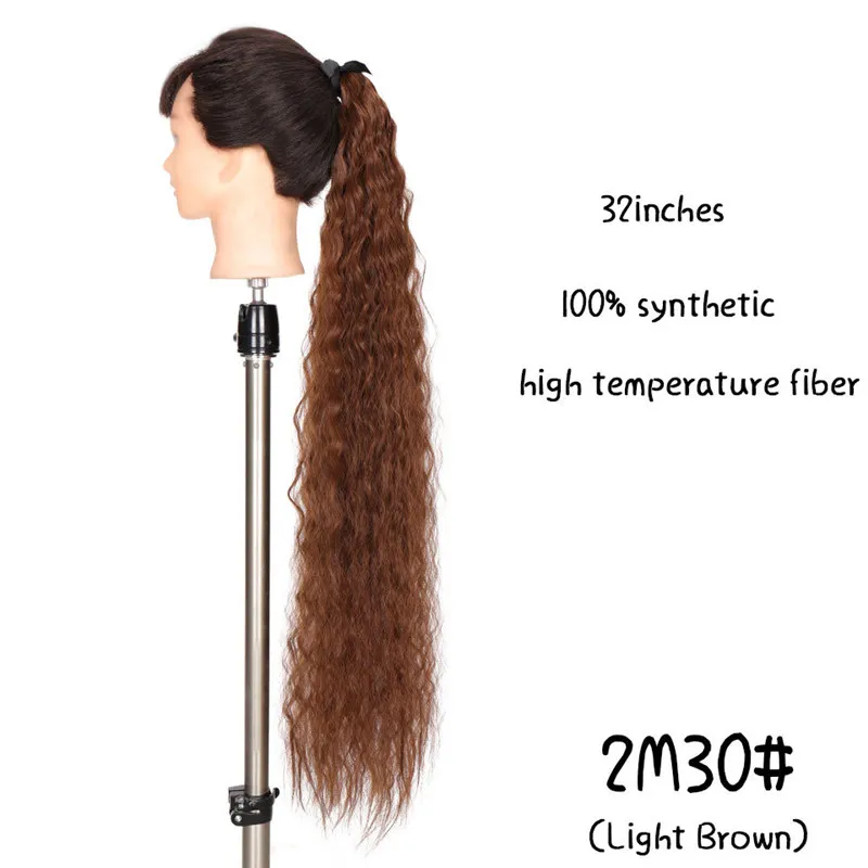 32 Inches Deep Wave Synthetic Clip In Ponytail Exentions Grip