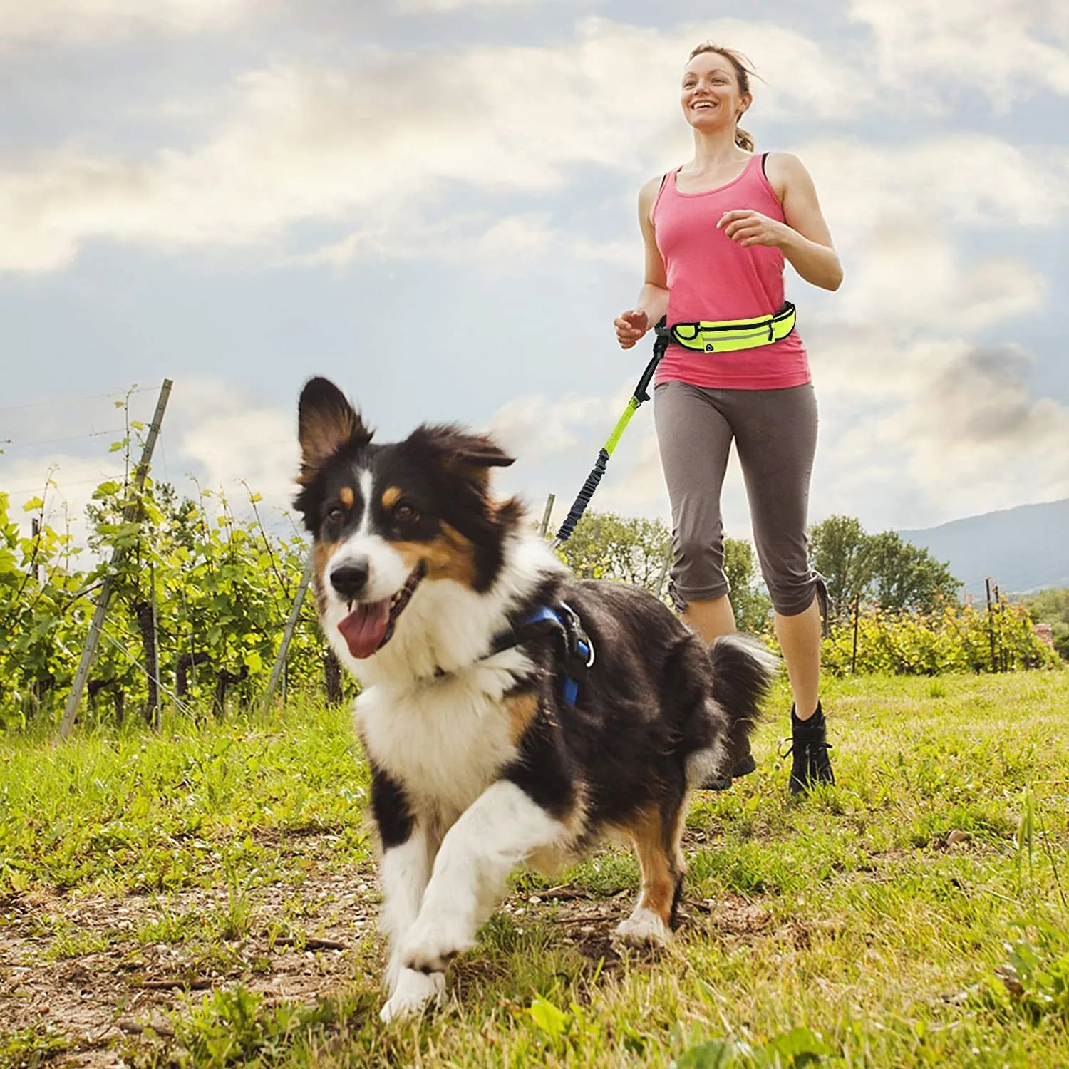 Guinzaglio da corsa per cani con tasca in vita Collare per imbracatura per animali domestici Mano libera Guinzaglio da jogging Guinzagli regolabili Trazione Corda per cintura riflettente