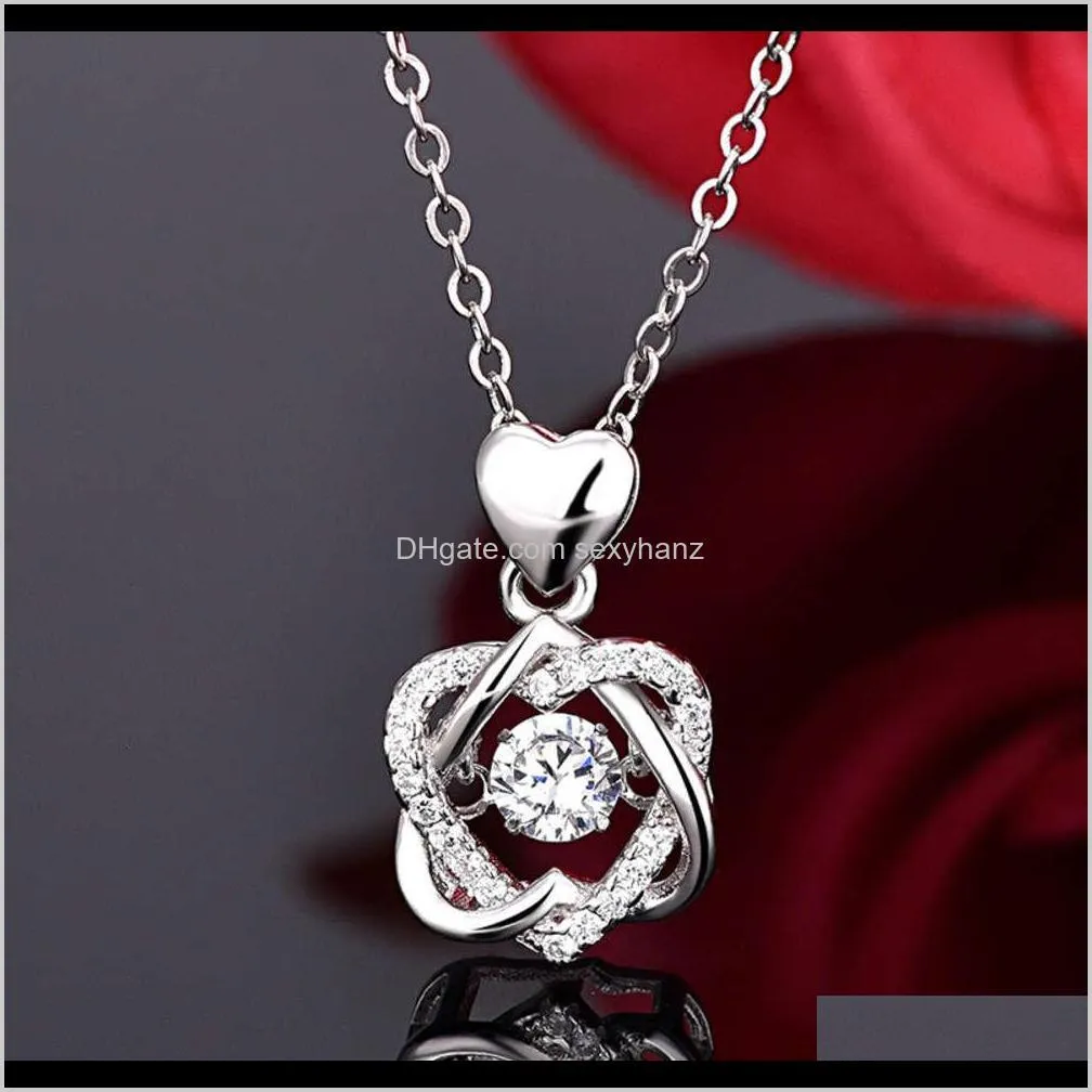 pendant 925 silver necklace six star heart-shaped smart pendant korean version simple fashion collar chain creative versatile