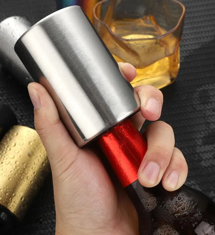 Stainless Steel Bottle Opener Automatic Push Down Magnetic Beer Cap Bar Kitchen Wine Gadgets Tools Openers 200pcs Sea