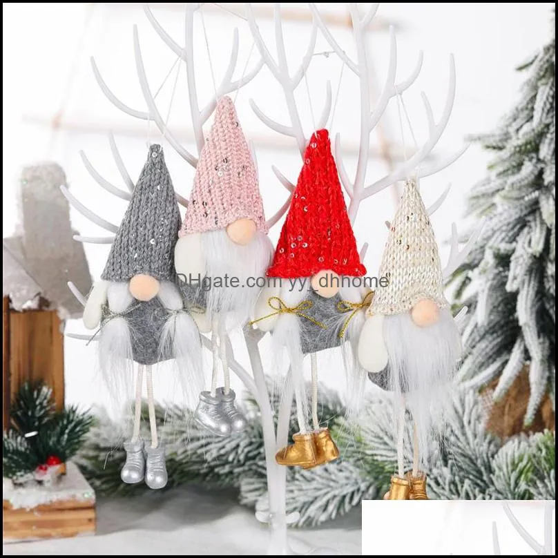 Christmas Decoration Gnome Santa Doll Pendant Xmas Tree Hanging Ornament Home New Year Gifts Party Supply JK2011X5