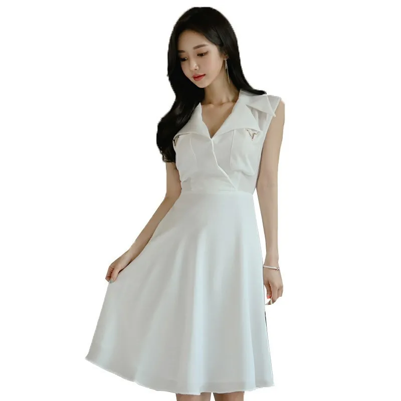 Compra MUJERES ELEGANTES COREAN OL VESTIDO BLANCO VINCULO VINTAGE VINTAGE  SEXY DOWN DOWN DOWN DOWN BOLSETS TUNICA UNA LÍNEA OFICINA DE DAMIAS  CASUALES 210514 Barato | Entrega Rápida Y Calidad | Es.Dhgate