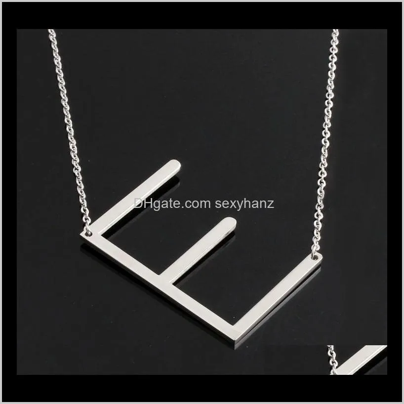 New Stainless Steel English A-Z 26 Letters Initial Necklace Silver Gold Pendant Chain for Women House Name Fashion Jewelry Drop