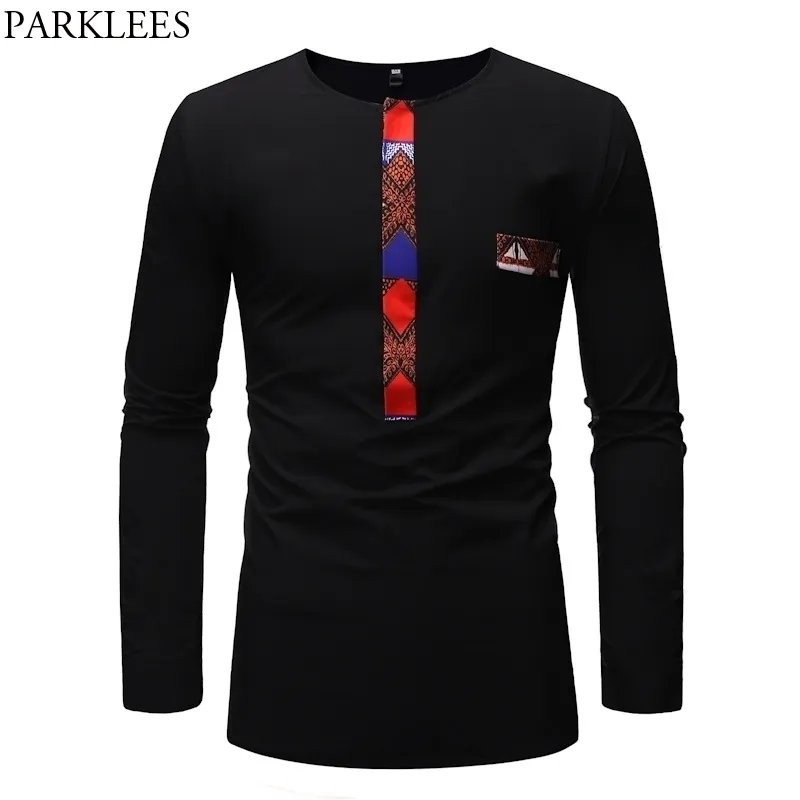 Dashki African Clothing Men Hip Hop dashiki Robe Africaine Mens Fashion T Shirts Casual Long Sleeve Streetwear Tee Shirt Homme 210522