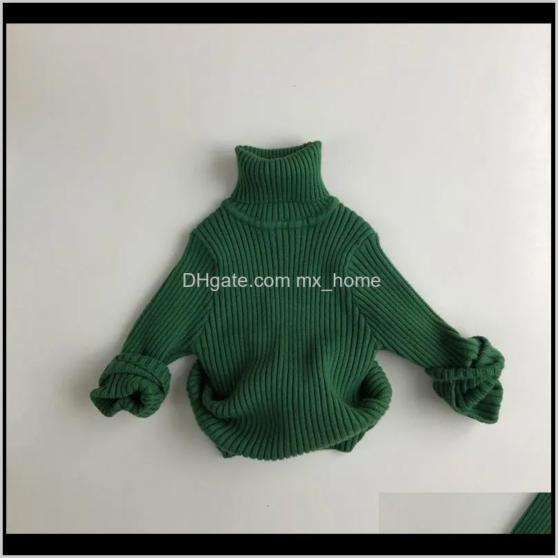 2021 kids sweaters 1-6y baby girls turtleneck sweater clothes new autumn winter boys children clothing pullover knitted solid tops