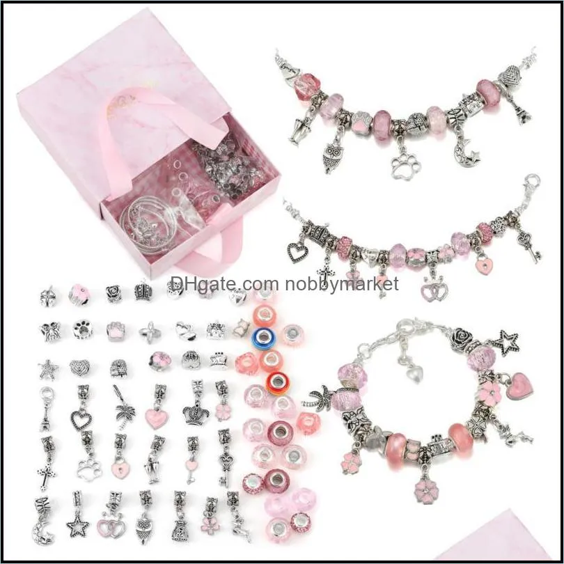 Brincos colar conjuntos de jóias conjunto DIY Beading Aessories Charme Lady Bracelet Decoração Fazendo Childrens Creative Birthday Presentes Direct