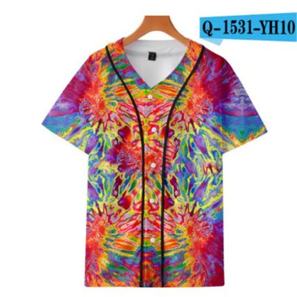 Uomo Summer Baseball Jersey Bottoni T-shirt Stampate in 3D Streetwear Magliette Camicie Abbigliamento Hip Hop Buona qualità 01