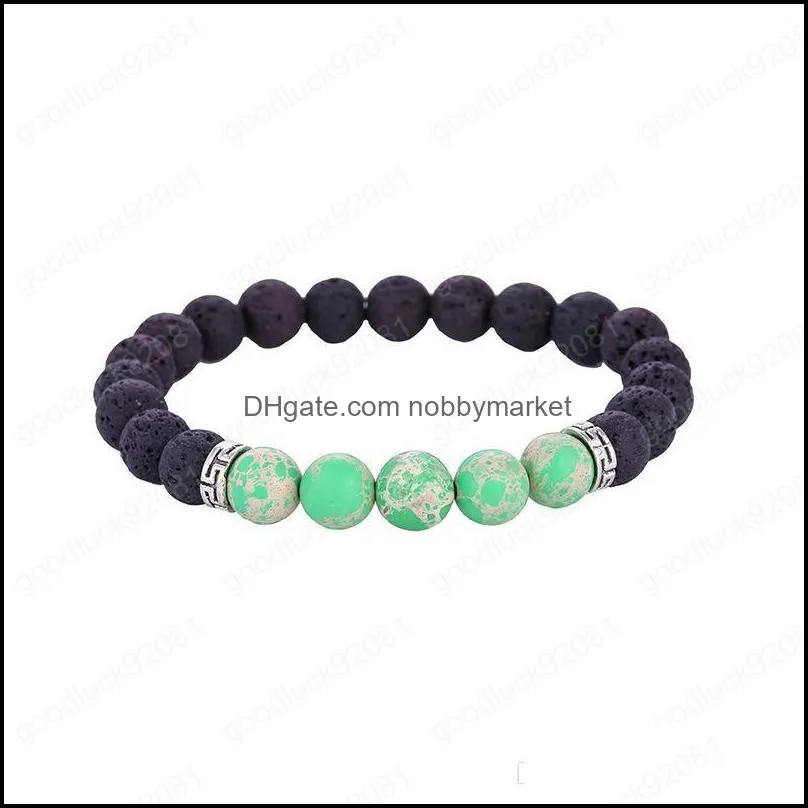 Bulk Natural Lava rock beaded Wrap bracelets  Oil Diffuser Stone 7 Chakra charm Bangle For women Men handmade DIY Jewelry