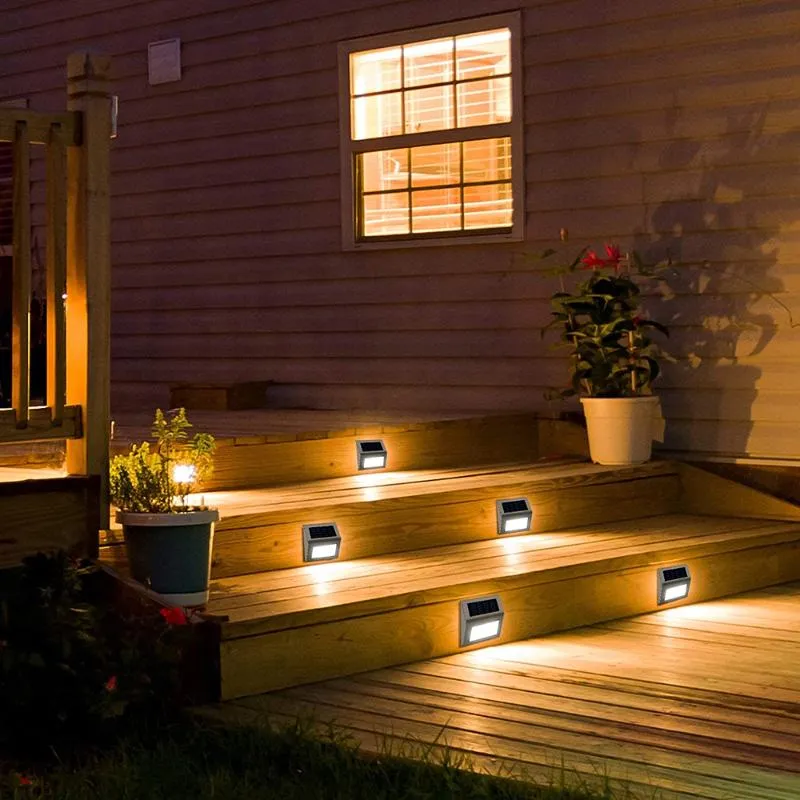 Lámparas Solares 2 Unids Paquete LED Deck Light Al Aire Libre