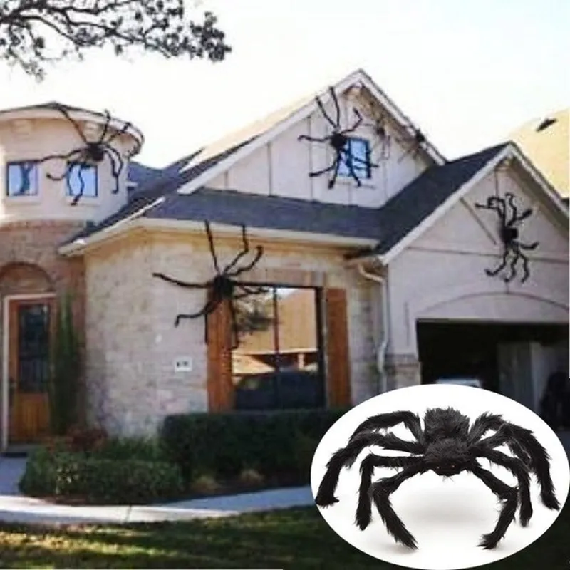 30 cm/50 cm/75 cm/90 cm/125 cm/150 cm/200 cm araña negra decoración de Halloween casa embrujada Prop interior exterior decoración gigante
