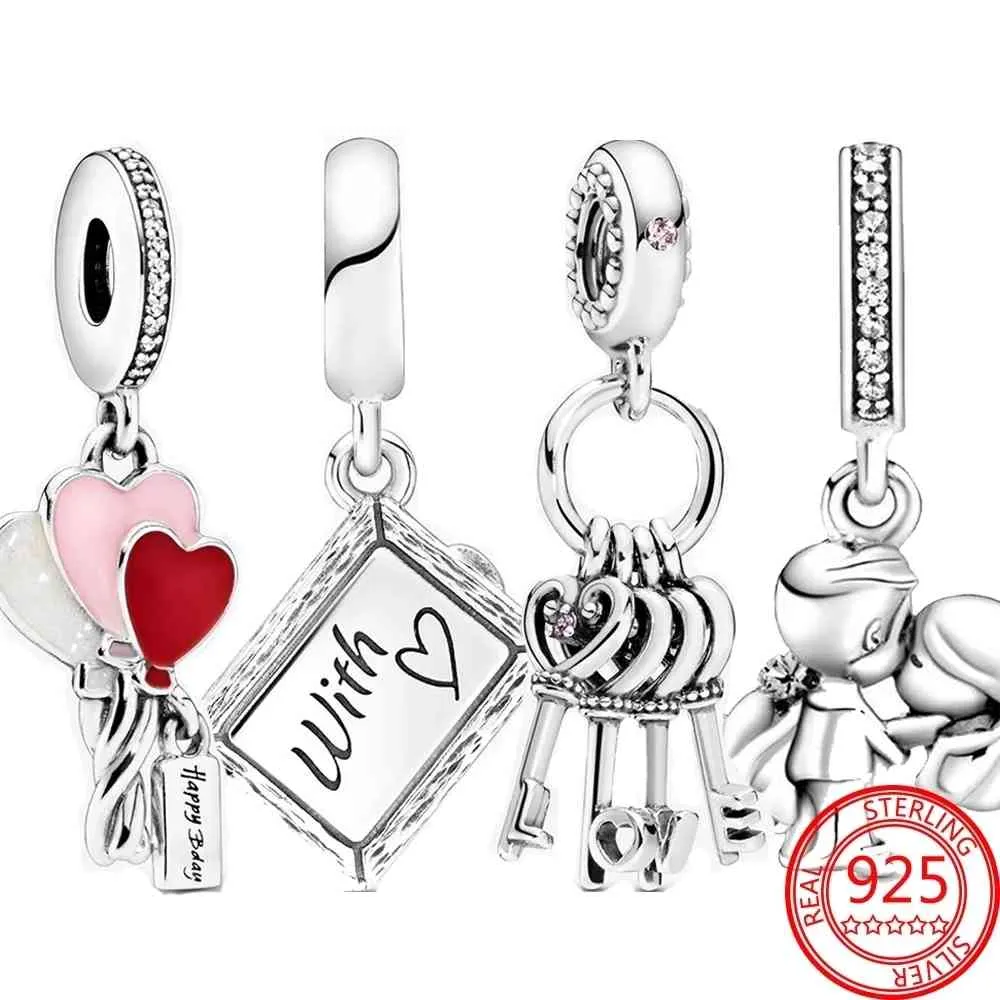 100% Real 925 Sterling Silver Love Key Pendant Charm Suitable For Original Pandora Bracelet Ladies Exquisite Jewelry Gift