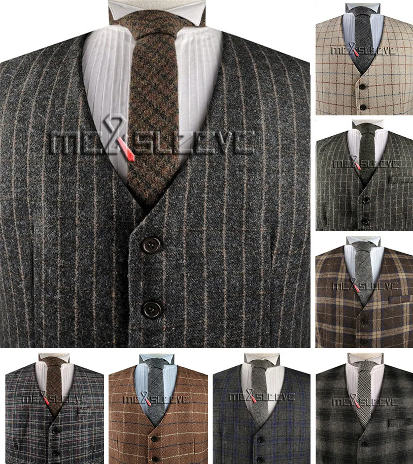 Beyefendi İş Resmi Takım Elbise Izgara Custom Made Tweed Yelek