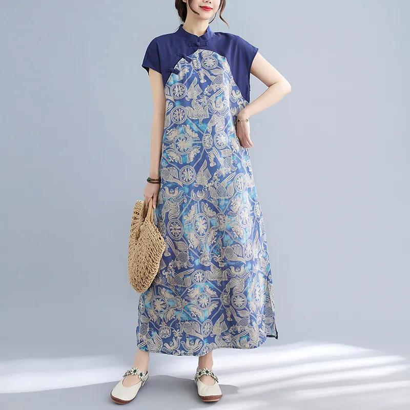 Shanghai Story Long Party Jurken Vintage Qipao Cotton Linen Traditional Clothing Oriental Town Chinese Dames Elegante Cheongsam