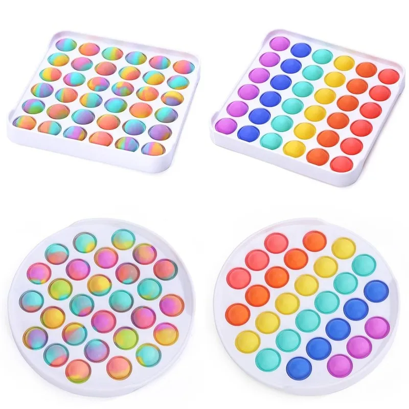 Push Fidget Toy ABS colorato Giocattoli sensoriali Rainbow Bubble Ansia Sollievo dallo stress Roba per bambini Decompressione per bambini