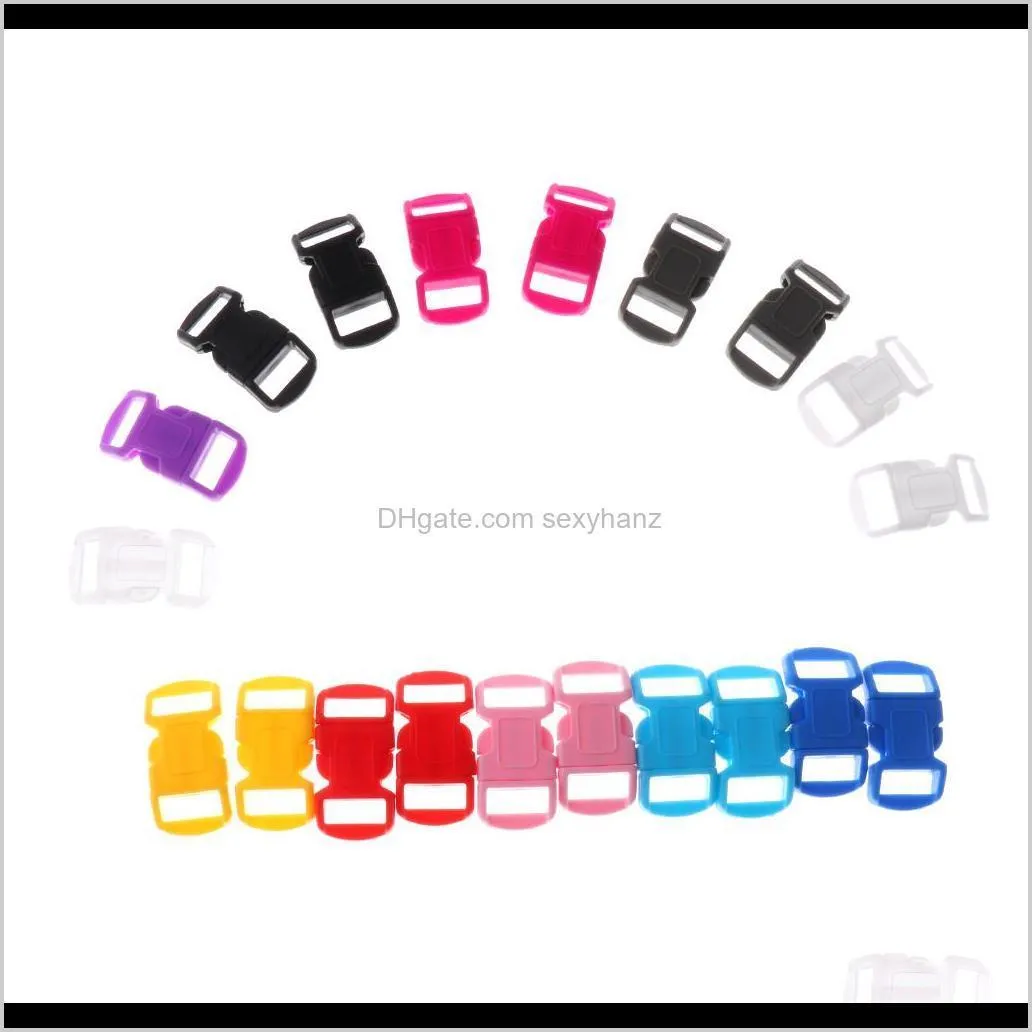 40 pieces 3/8`` 10mm mixed curved side release plastic buckles for paracord bracelets