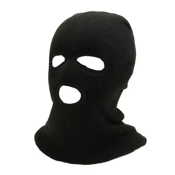 Ny höst och vinter varmt tre håls ull stickat hatt bandit utomhus cykling brev anti-terrorism mask rak mössor vindsäker