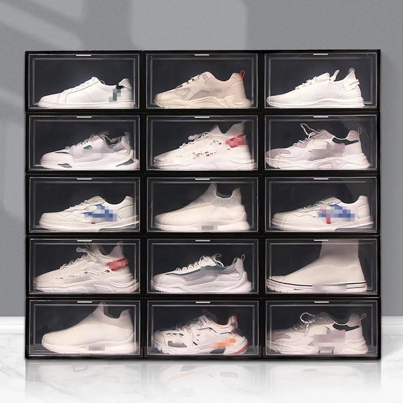 Foldable Plastic Shoe Box Thicker Dustproof Flip Stackable Shoebox ...