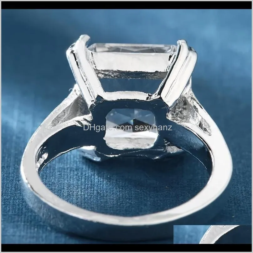 hainon luxury 6 ct big square cut zircon ring with large cz stones ring for women fashion jewelry female rings