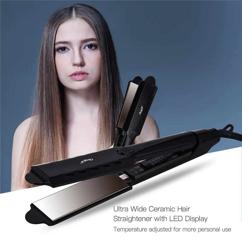 Alisador de cabelo Profissional Placa larga Flat Irons Ânion Ferro de Cabelo 5 Temperaturas Ferramentas de Estilo de Calor Rápido