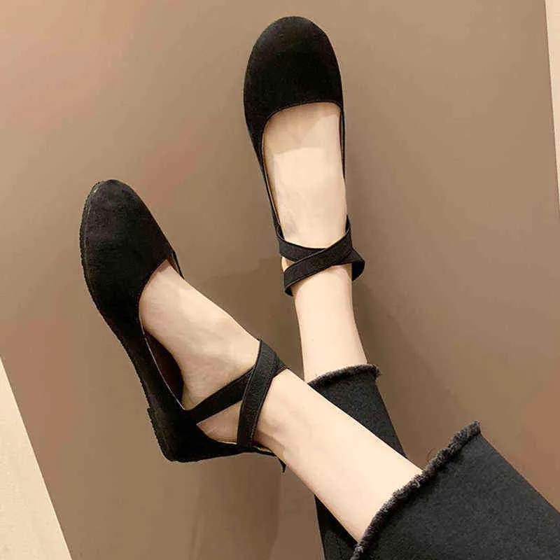 Dress Shoes Plus Size 43 Women Ballet Flats Cross-tied Flats Casual Shoes Woman Flat Dance Shoes Comfortable Ladies Shoe zapatos mujer 7716 220309