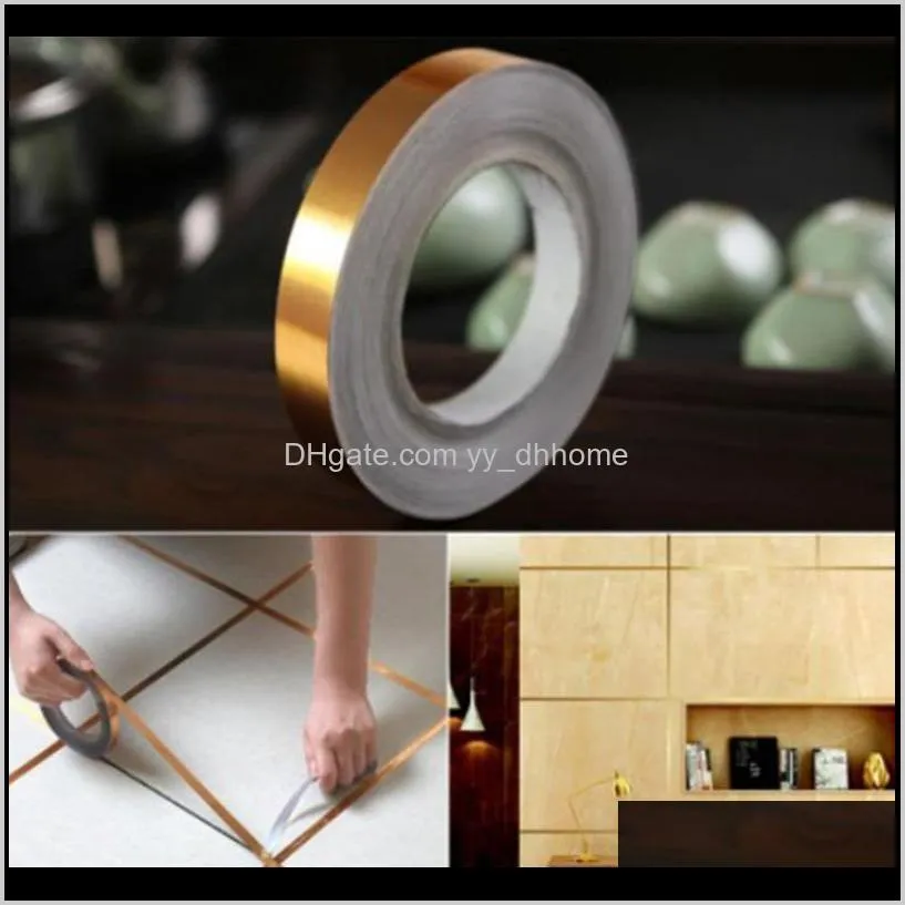 gold, silver seam line tile self-adhesion home waterproof floor sticker bathroom decor waterproof 0.5cm / 1cm