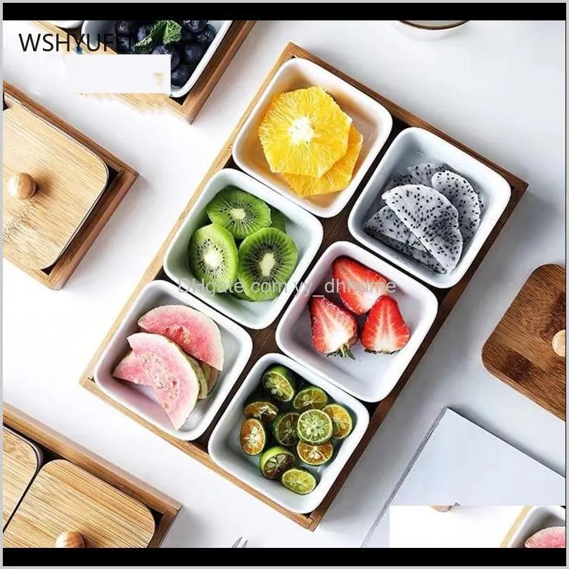 nordic ceramics seasoning dish wooden pallets partition candy dispenser fruit storage container kitchen tableware