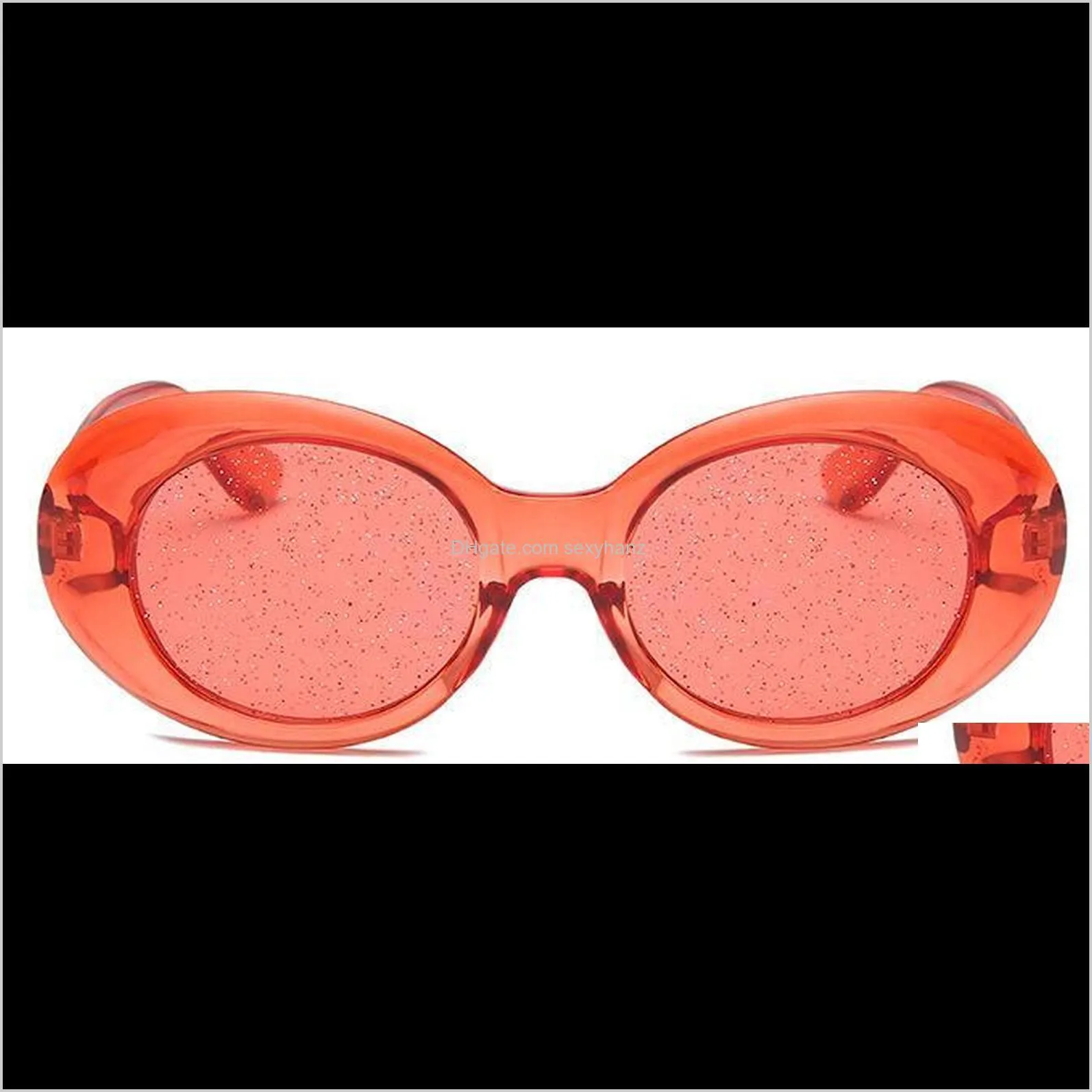 2020 Oval Sunglasses Women Men Oversized Sun Glasses Glitter Lenses Candy Colorful Crystal Frame Sunglass UV400