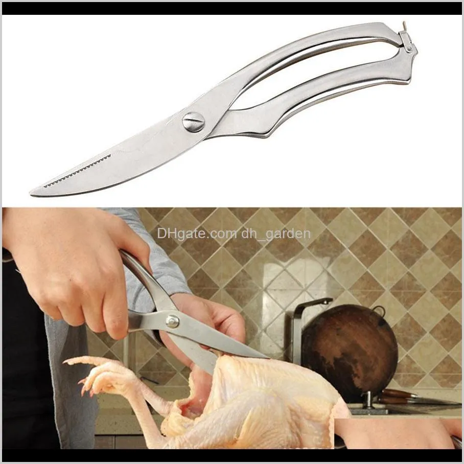 poultry chicken shears metal safety locks kitchen food scissors stainless steel vegetable shallot cutter fish scaler scissors dh1464