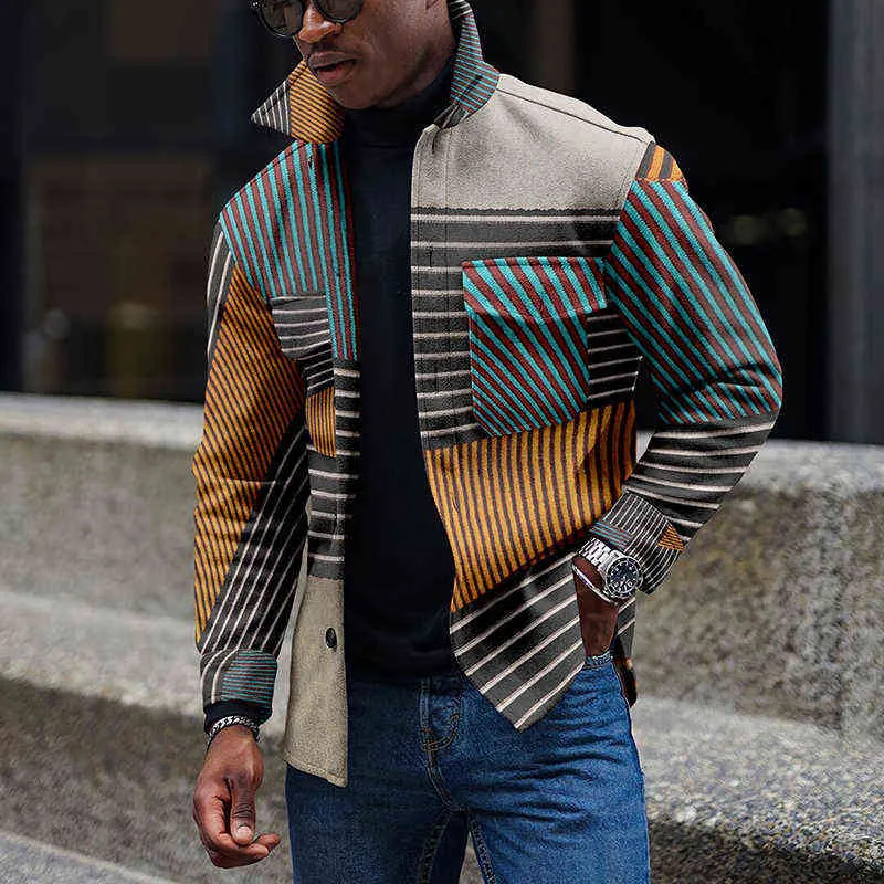 Harajuku Striped Patchwork Nice Jackets For Men Autumn Harajuku Striped Patchwork Nice Jackets For Men Autumn