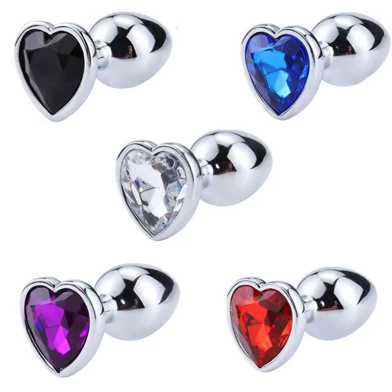 Anal Plug Mini Sex Toys Crystal Jewelry Butt Plug Heart-shaped Metal Unisex Adult Store Sex Shop X0401