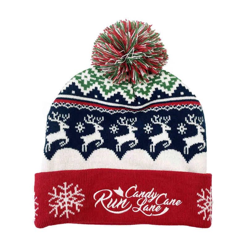 Chapeaux de bonnet en tricot acrylique d'hiver personnalisés de bonne qualité avec pompon pour Noël