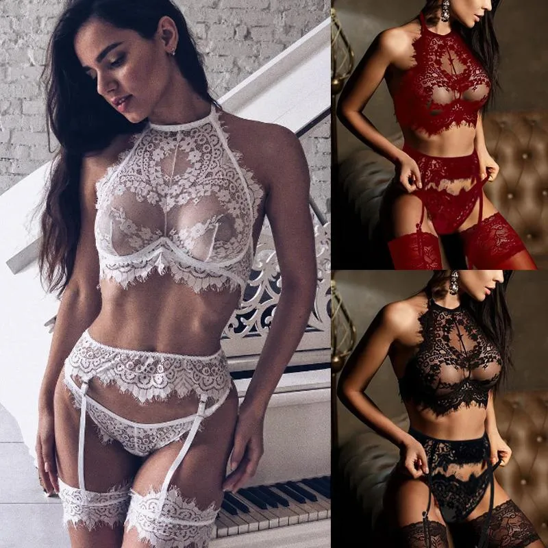 Ensembles de soutiens-gorge femmes sous-vêtements porno Sexy nuisettes érotiques robe vêtements de noël vêtements de nuit perspective gland femmes Lingerie