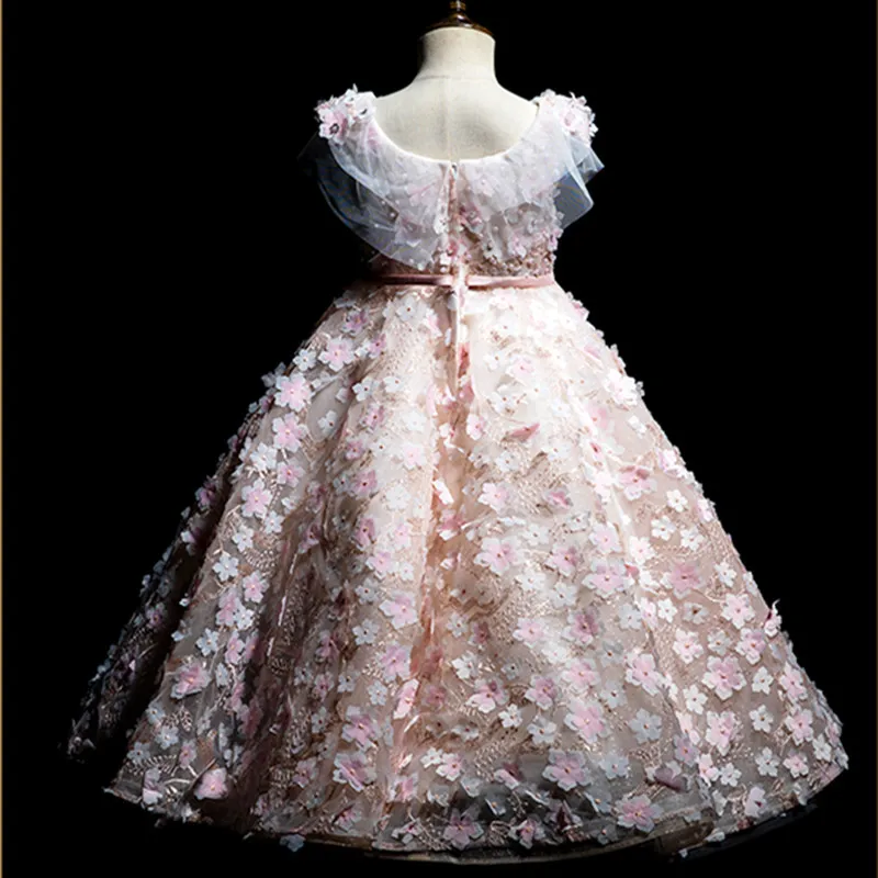 Flower Puffy butterfly wedding dress for Girls - Perfect for First Communion, Pageants, and Bridesmaids with Belt - Vestidos Teenagers