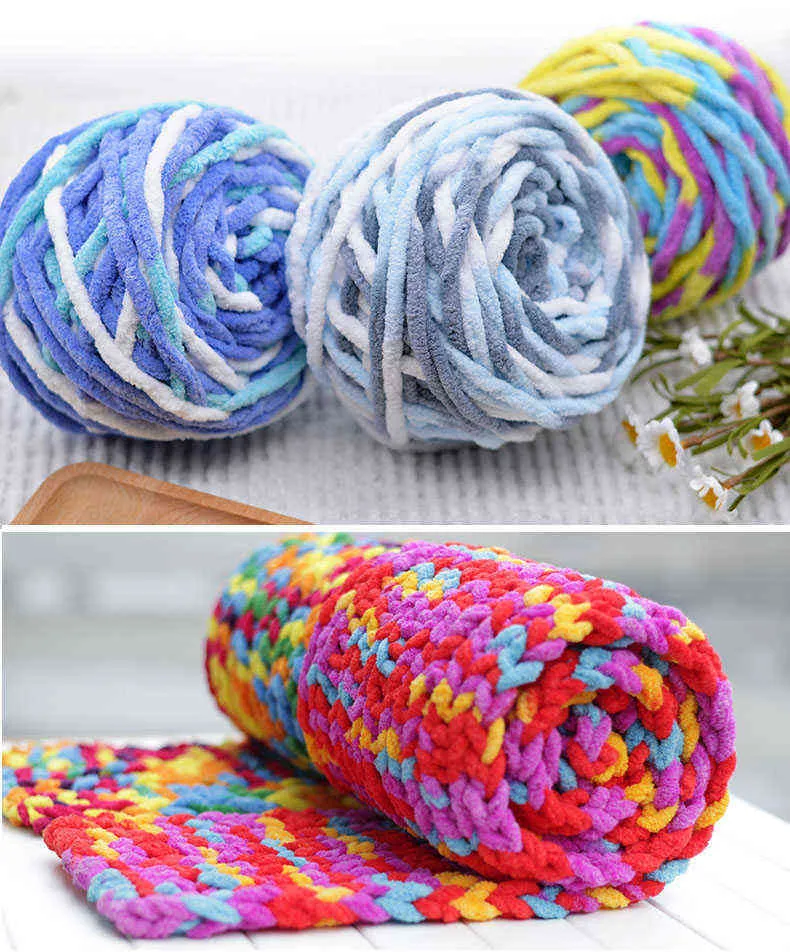 1pc scarfwool ull 10 x 100g Skeins Bomull Sticka Chunky Garn Stickning Velvet Chenille Handcraft Chunky Colors BabySoft Crochet DIY Y211129