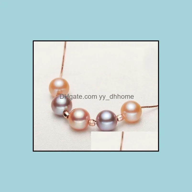 Wholesale 8-9mm Pendants Models Mixed Color Natural Pearl Necklace