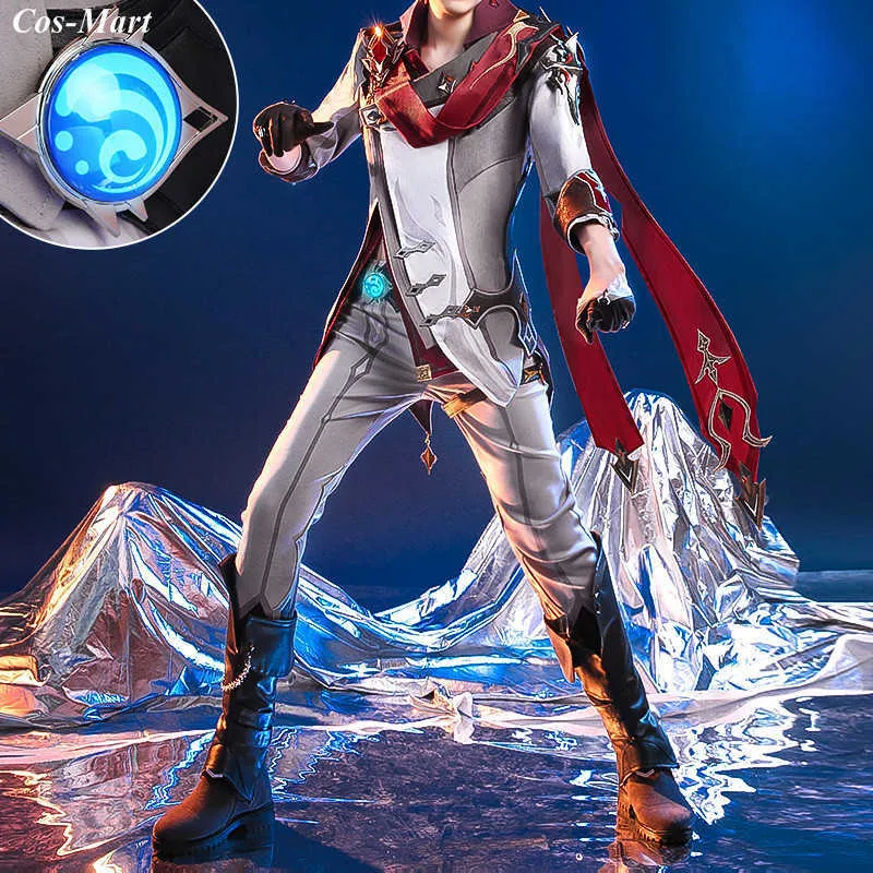 Zhongli fantasia de cosplay genshin impact, uniforme de combate masculino  com roupas de personagem