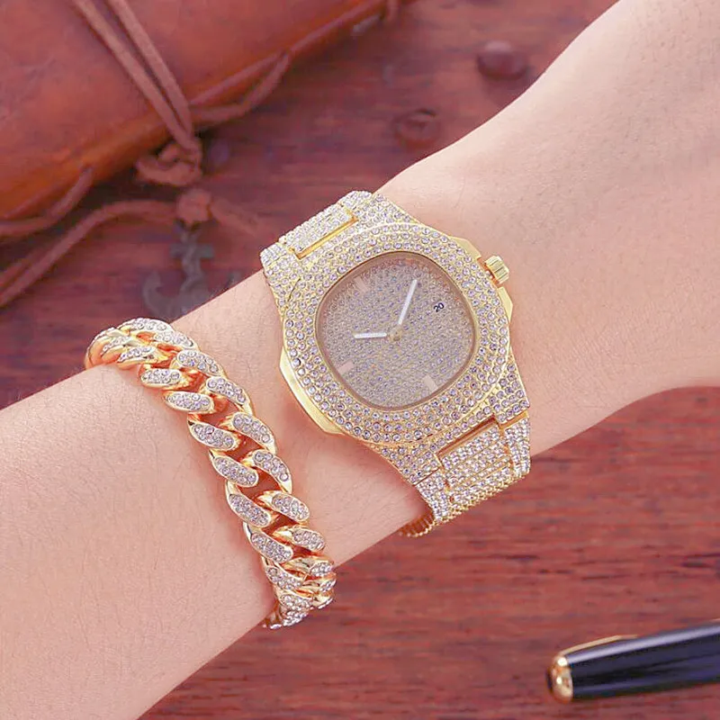 Luxury Womens Square Crystal Watch Iced Out Diamond... From  display picture 1