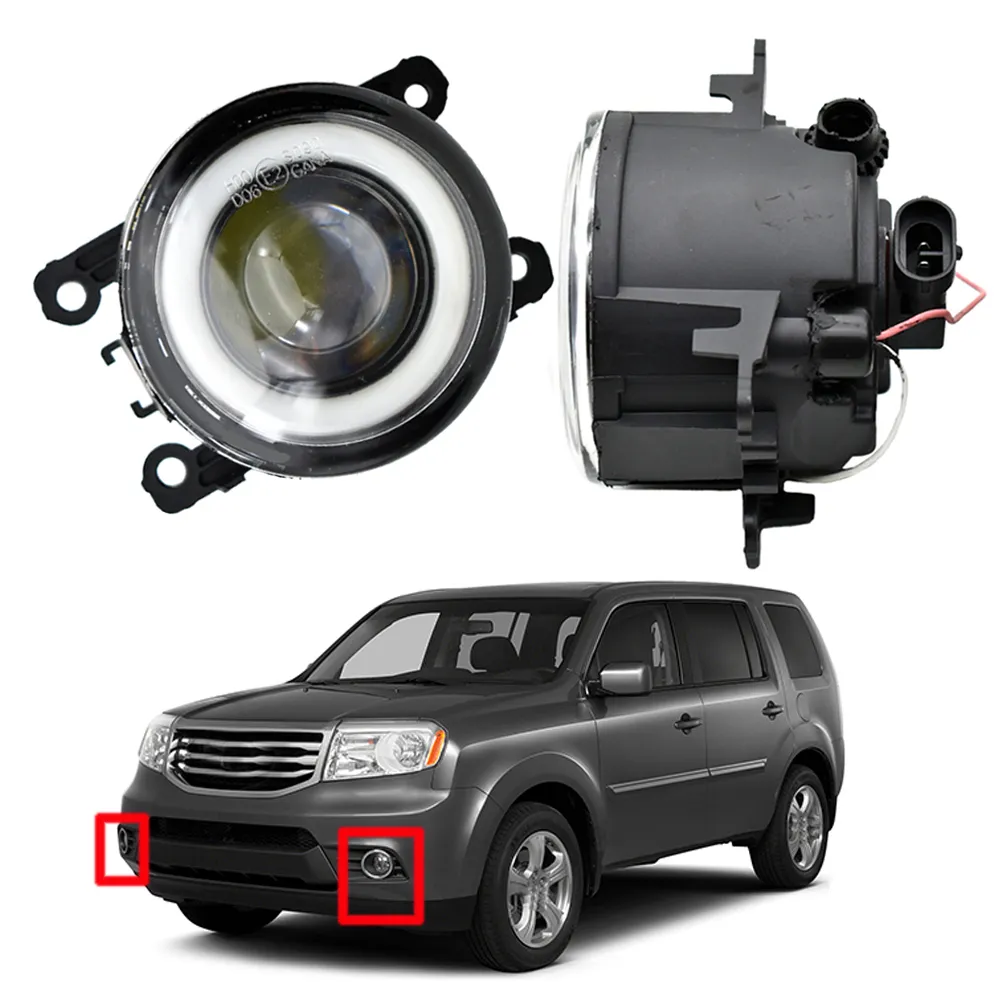 fog light with for Honda Pilot 3.5L V6 2012-2015 Styling Angel Eye Front Bumper LED Lens Lamp DRL 12v H11