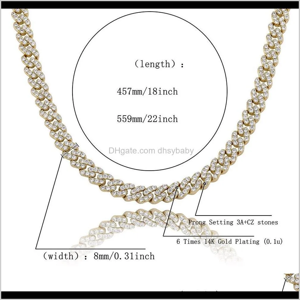 luxury designer jewelry women necklace iced out 14k gold chains rapper bling diamond cuban link hip hop men fashion statement accessories