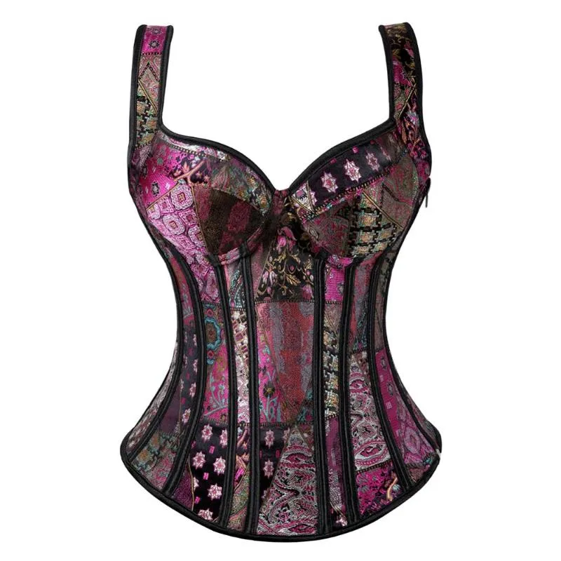 Dames Shapers Caudeatus Steampunk-korset met cup lingerie ritssluiting zijde overbust taille trainer bustier vrouwelijke plus size s-6xl