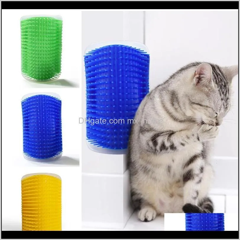 Jouets Fournitures Maison Jardinplastique Pet Chat Toilettage Coin Brosse Peigne Chaton Cheveux Coupe Auto Mas Scratch Poils Arc Avec Cataire Chien Scr