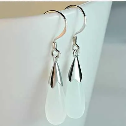 Kvinnor Örhängen Dangle Crystal Silver Plated Opal Earring Smycken Drop Style