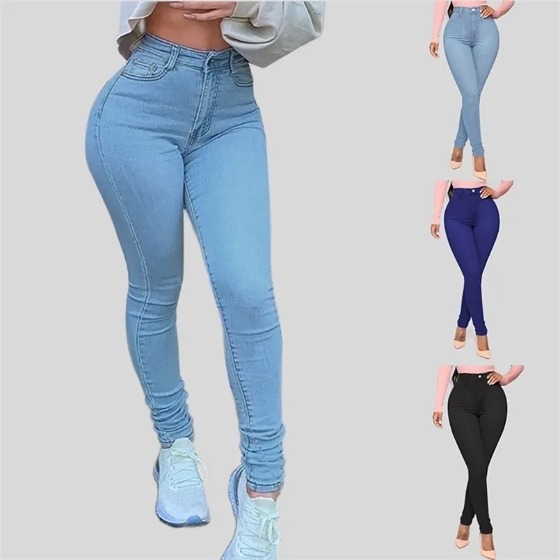 4xl 5xl seksowna kobieta moda dżinsy stretch skinny jean duży rozmiar Spandex Denim Hip Slim Spodnie Czarny Blue Damska Spodnie 210809