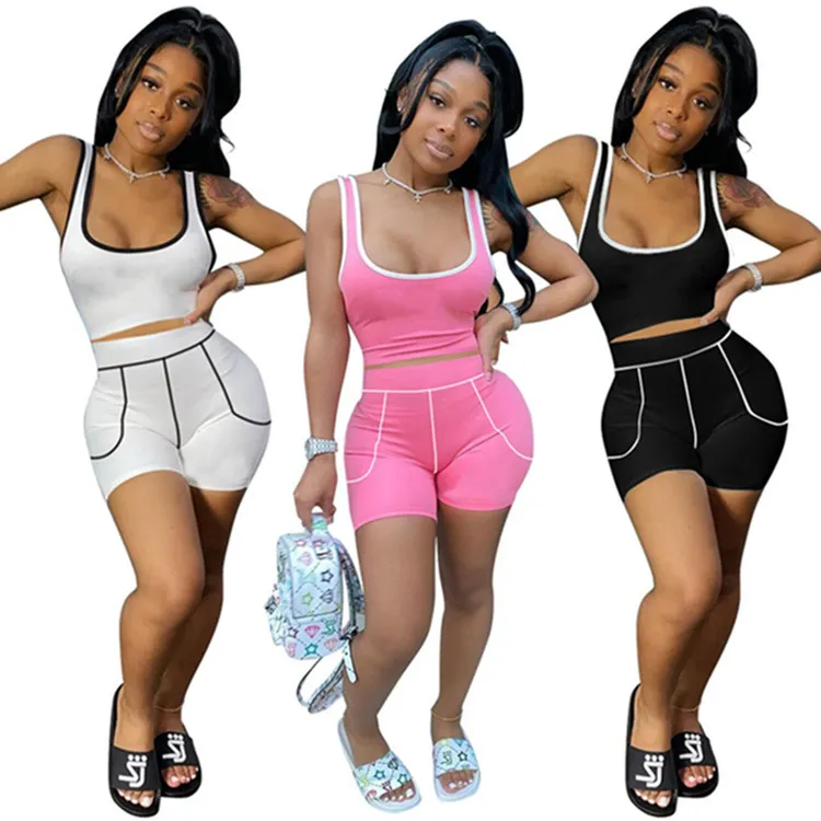 Summer Embroidered Womens Short Tracksuit Set Set Sleeveless Tank Top And  Shorts Outfit For Casual Sportswear Bulk Sale KLW6815 From Clover_3, $16.69