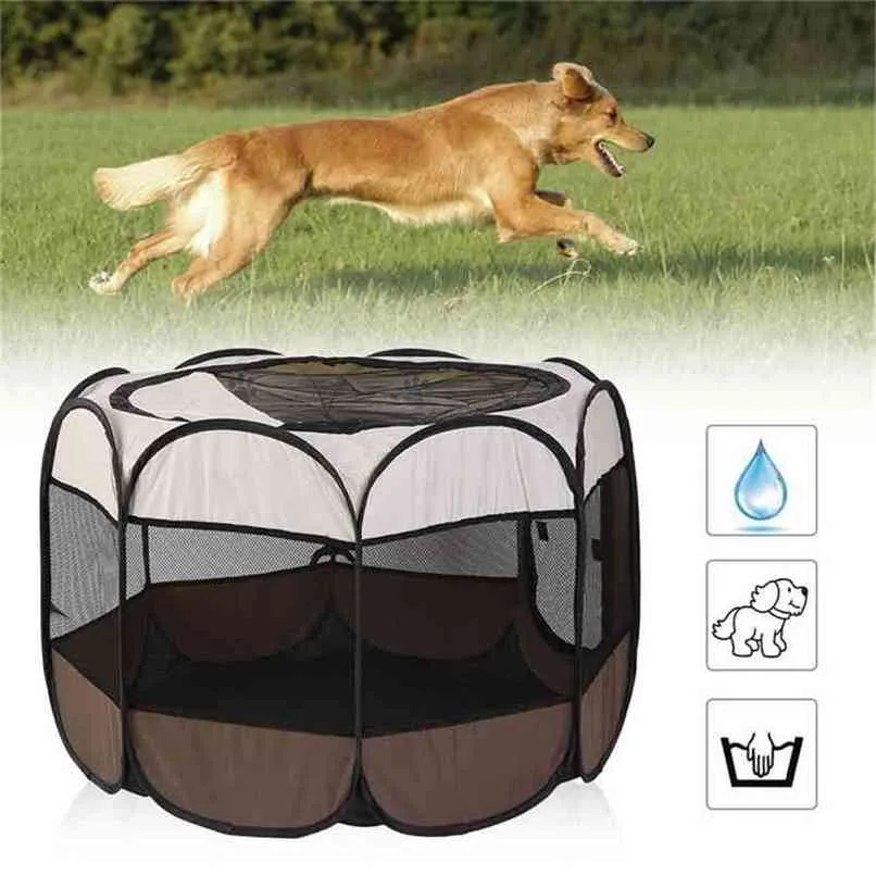 Portatile Pieghevole Pet Grande Tenda Casa Del Cane Gabbia Gatto Box Cucciolo Canile Facile Recinzione Ottagono All'aperto Durevole 210915