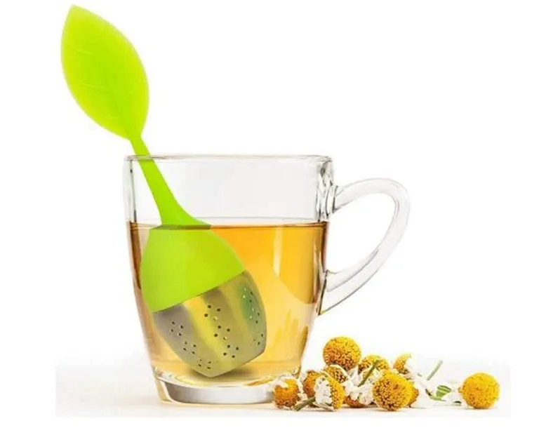 Silicone tea infuser Leaf Handle Food Grade make bag filter creative Stainless Steel Strainers Loose Tea Steeper